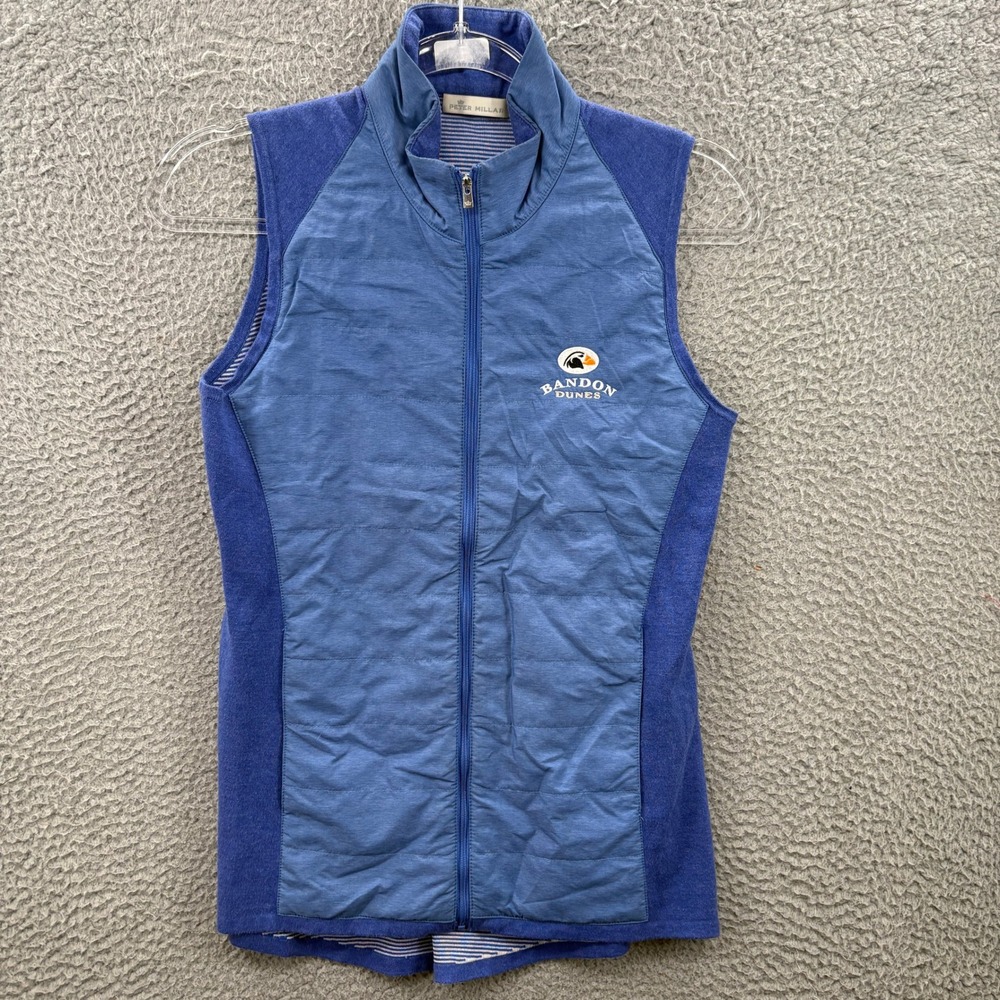 Peter Millar Vest Women XS Blue Bandon Dunes Golf‎ Quilted Full Zip Pockets